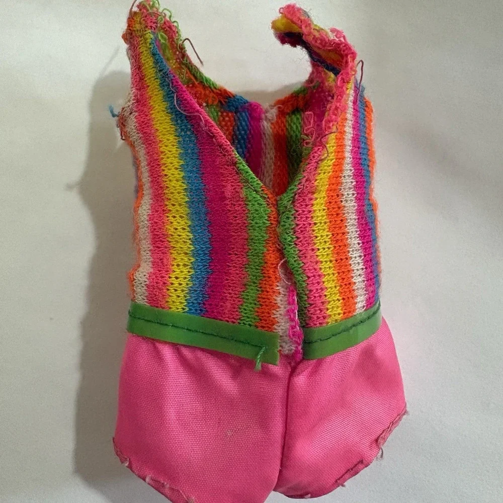 1965 Barbie Francie Swimsuit Bathing Suit Stripes Green Belt‎ TNT Mattel